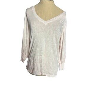 Michael Stars Nellie Puff Sleeve Supima Cotton Ballet Pink Slub NWT OS